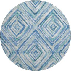 Premium Machine Washable Mayfield AMF780 Blue 8' x 8' Round Rug