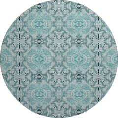 Premium Machine Washable Mayfield AMF783 Teal 8' x 8' Round Rug