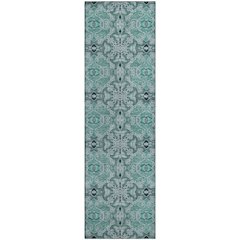 Premium Machine Washable Mayfield AMF783 Teal 2'3" x 7'6" Runner Rug