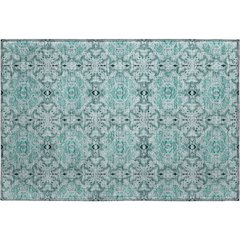 Premium Machine Washable Mayfield AMF783 Teal 1'8" x 2'6" Rug