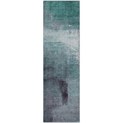 Premium Machine Washable Mayfield AMF787 Teal 2'3" x 7'6" Runner Rug