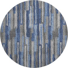 Premium Machine Washable Mayfield  Blue 8' x 8' Round Rug