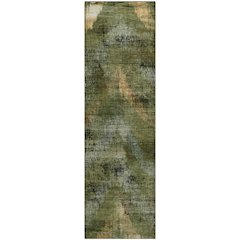 Premium Machine Washable Mayfield AMF792 Olive 2'3" x 7'6" Runner Rug