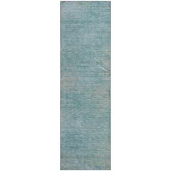 Premium Machine Washable Mayfield AMF794 Aqua 2'3" x 7'6" Runner Rug