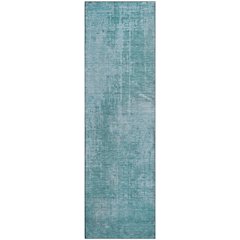 Premium Machine Washable Mayfield AMF796 Aqua 2'3" x 7'6" Runner Rug