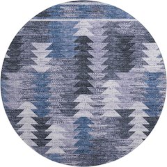 Premium Machine Washable Mayfield AMF798 Blue 8' x 8' Round Rug