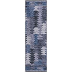 Premium Machine Washable Mayfield AMF798 Blue 2'3" x 7'6" Runner Rug