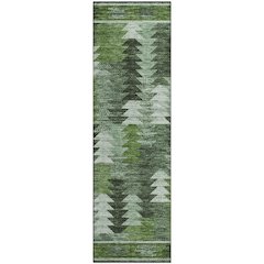 Premium Machine Washable Mayfield AMF798 Olive 2'3" x 7'6" Runner Rug