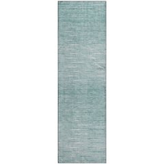 Premium Machine Washable Mayfield AMF800 Aqua 2'3" x 7'6" Runner Rug
