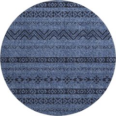 Premium Machine Washable Mayfield AMF803 Navy 8' x 8' Round Rug