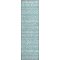 Premium Machine Washable Mayfield AMF803 Teal 2'3" x 7'6" Runner Rug