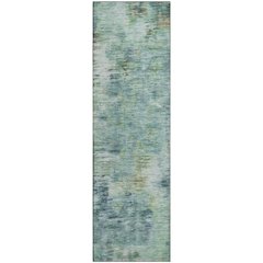 Premium Machine Washable Mayfield AMF813 Teal 2'3" x 7'6" Runner Rug