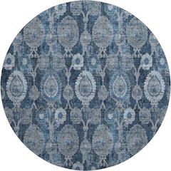 Premium Machine Washable Mayfield AMF821 Navy 8' x 8' Round Rug