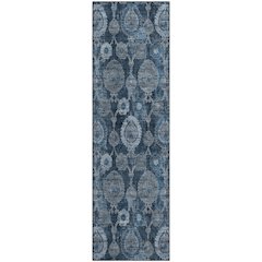Premium Machine Washable Mayfield AMF821 Navy 2'3" x 7'6" Runner Rug