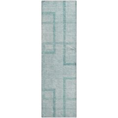 Premium Machine Washable Mayfield AMF827 Teal 2'3" x 7'6" Runner Rug