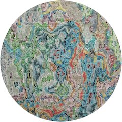 Premium Machine Washable Mayfield AMF829 Blue 8' x 8' Round Rug