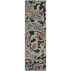 Premium Machine Washable Mayfield AMF834 Black 2'3" x 7'6" Runner Rug