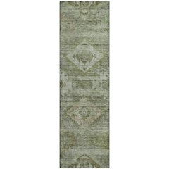 Premium Machine Washable Mayfield AMF837 Olive 2'3" x 7'6" Runner Rug