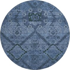 Premium Machine Washable Mayfield AMF842 Navy 8' x 8' Round Rug