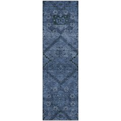 Premium Machine Washable Mayfield AMF842 Navy 2'3" x 7'6" Runner Rug