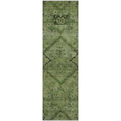 Premium Machine Washable Mayfield AMF842 Olive 2'3" x 7'6" Runner Rug