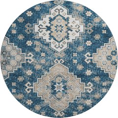 Premium Machine Washable Mayfield AMF846 Navy 8' x 8' Round Rug