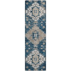 Premium Machine Washable Mayfield AMF846 Navy 2'3" x 7'6" Runner Rug