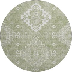 Premium Machine Washable Mayfield AMF847 Aloe 8' x 8' Round Rug