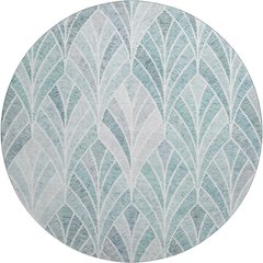 Premium Machine Washable Mayfield AMF851 Aqua 8' x 8' Round Rug