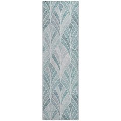 Premium Machine Washable Mayfield AMF851 Aqua 2'3" x 7'6" Runner Rug