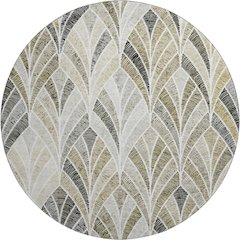 Premium Machine Washable Mayfield AMF851 Taupe 8' x 8' Round Rug