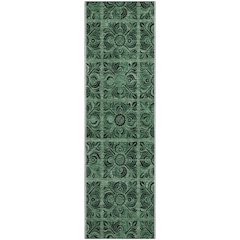 Premium Machine Washable Mayfield AMF853 Green 2'3" x 7'6" Runner Rug