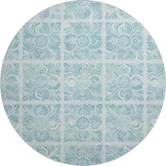 Premium Machine Washable Mayfield AMF854 Turquoise 8' x 8' Round Rug