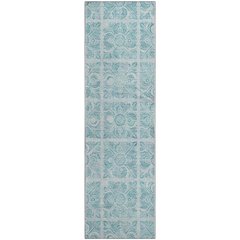 Premium Machine Washable Mayfield AMF854 Turquoise 2'3" x 7'6" Runner Rug