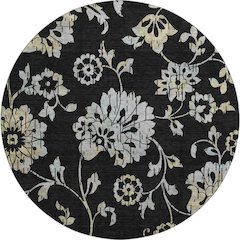 Premium Machine Washable Mayfield AMF856 Black 8' x 8' Round Rug