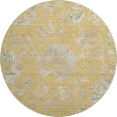 Premium Machine Washable Mayfield AMF856 Gold 8' x 8' Round Rug