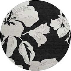 Premium Machine Washable Mayfield AMF857 Black 8' x 8' Round Rug