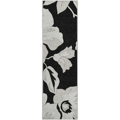 Premium Machine Washable Mayfield AMF857 Black 2'3" x 7'6" Runner Rug