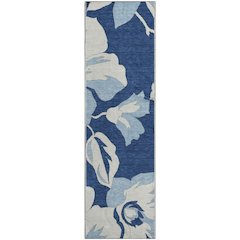 Premium Machine Washable Mayfield AMF857 Navy 2'3" x 7'6" Runner Rug