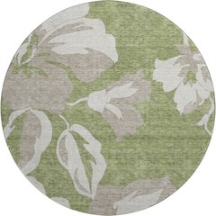 Premium Machine Washable Mayfield AMF857 Olive 8' x 8' Round Rug