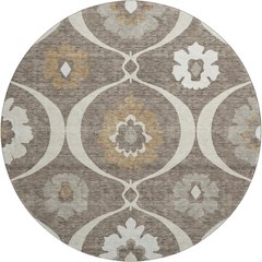 Premium Machine Washable Mayfield AMF858 Brown 8' x 8' Round Rug