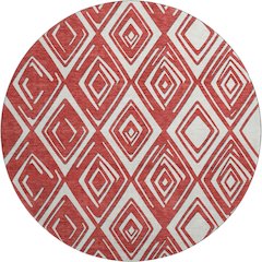 Premium Machine Washable Mayfield AMF862 Red 8' x 8' Round Rug