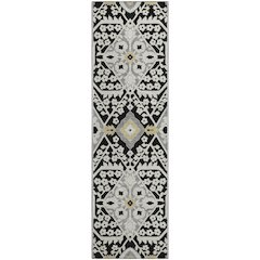 Premium Machine Washable Mayfield AMF863 Black 2'3" x 7'6" Runner Rug