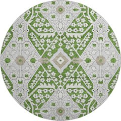 Premium Machine Washable Mayfield AMF863 Green 8' x 8' Round Rug