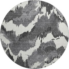 Premium Machine Washable Mayfield AMF865 Black 8' x 8' Round Rug