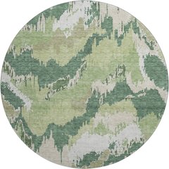 Premium Machine Washable Mayfield AMF865 Green 8' x 8' Round Rug