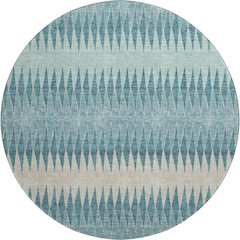 Premium Machine Washable Mayfield AMF867 Teal 8' x 8' Round Rug