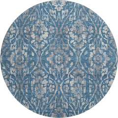 Premium Machine Washable Mayfield AMF868 Blue 8' x 8' Round Rug