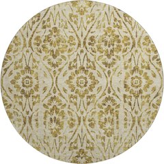 Premium Machine Washable Mayfield AMF868 Gold 8' x 8' Round Rug
