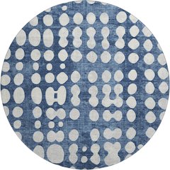 Premium Machine Washable Mayfield AMF869 Navy 8' x 8' Round Rug